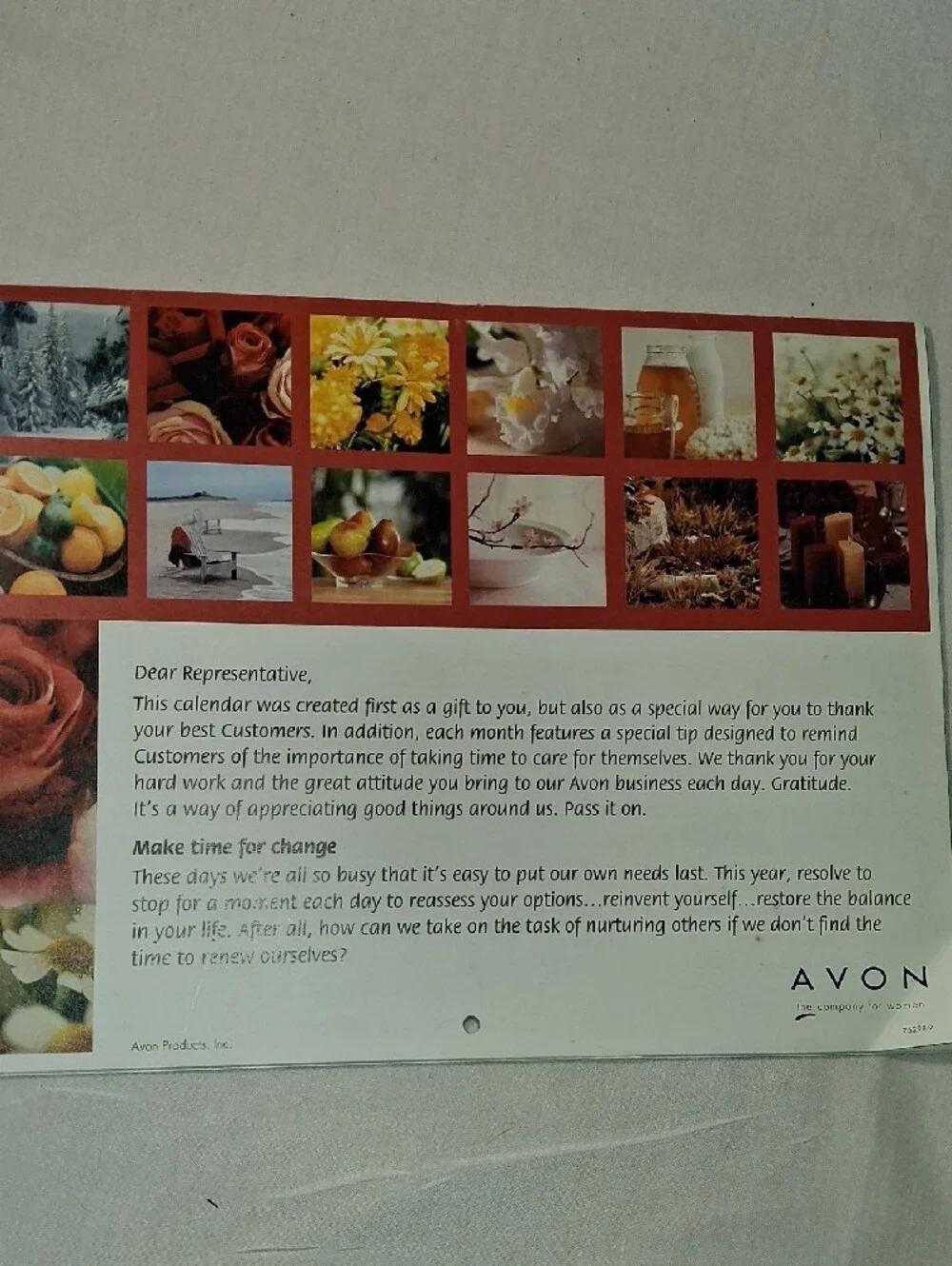 Vintage 2002 Avon Calendar 